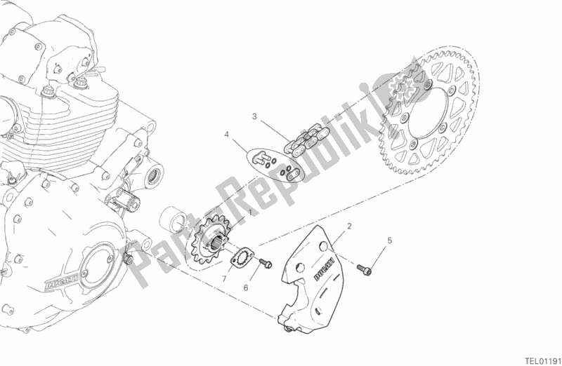 Tutte le parti per il Pignone Anteriore - Catena del Ducati Scrambler Desert Sled Thailand USA 803 2020